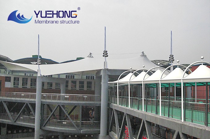 Membrane structure canopy for shopping malls